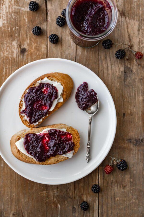 My favorite way to eat this jam is on bread with a generous spread of Greek yogurt.