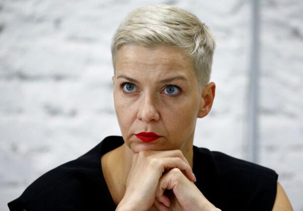 Politician and representative of the Coordination Council for members of the Belarusian opposition Maria Kolesnikova attends a news conference in Minsk, on Aug. 24, 2020. (Vasily Fedosenko / Reuters)