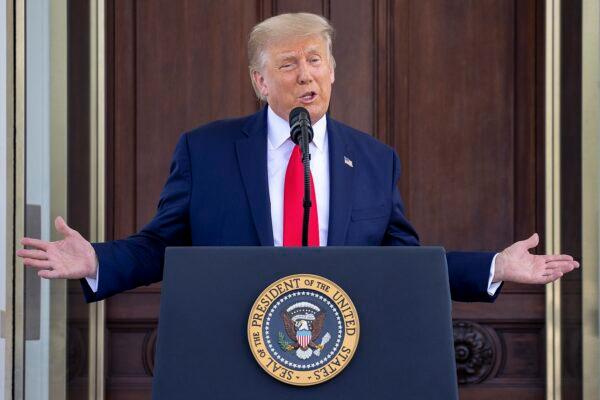 President Donald Trump delivers remarks during a news conference at the North Portico at the White House on Sept. 7, 2020. (Tasos Katopodis/Getty Images)
