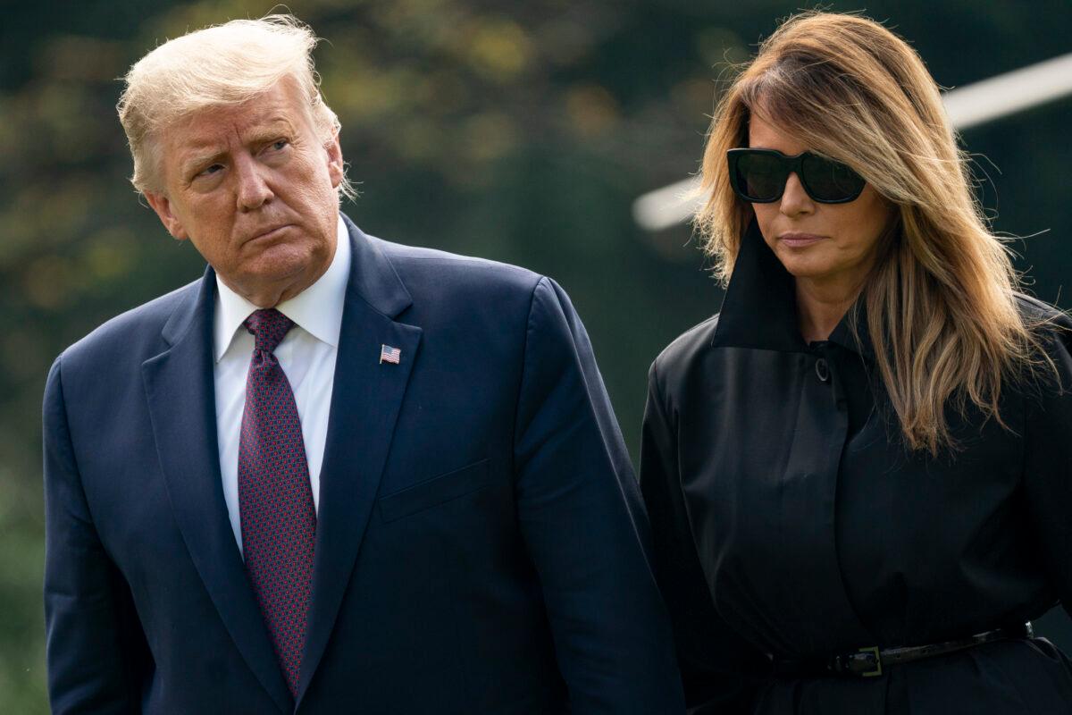 President Donald Trump and First Lady Melania Trump return to the White House in Washington on Sept. 11, 2020. (Drew Angerer/Getty Images)