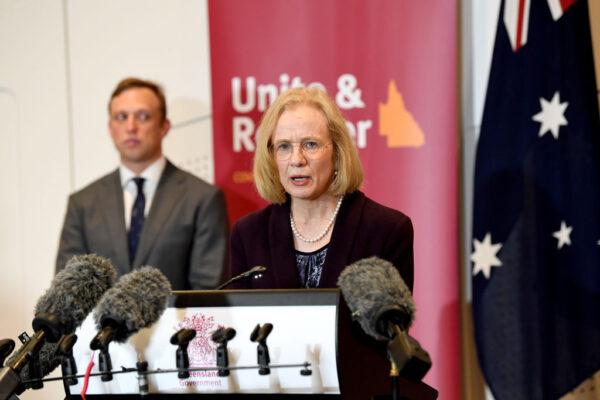 Queensland Chief Health Officer Jeannette Young speaks at a press conference as she updates Queensland COVID-19 Border Controls in Brisbane, Australia on June 30, 2020. (Bradley Kanaris/Getty Images)