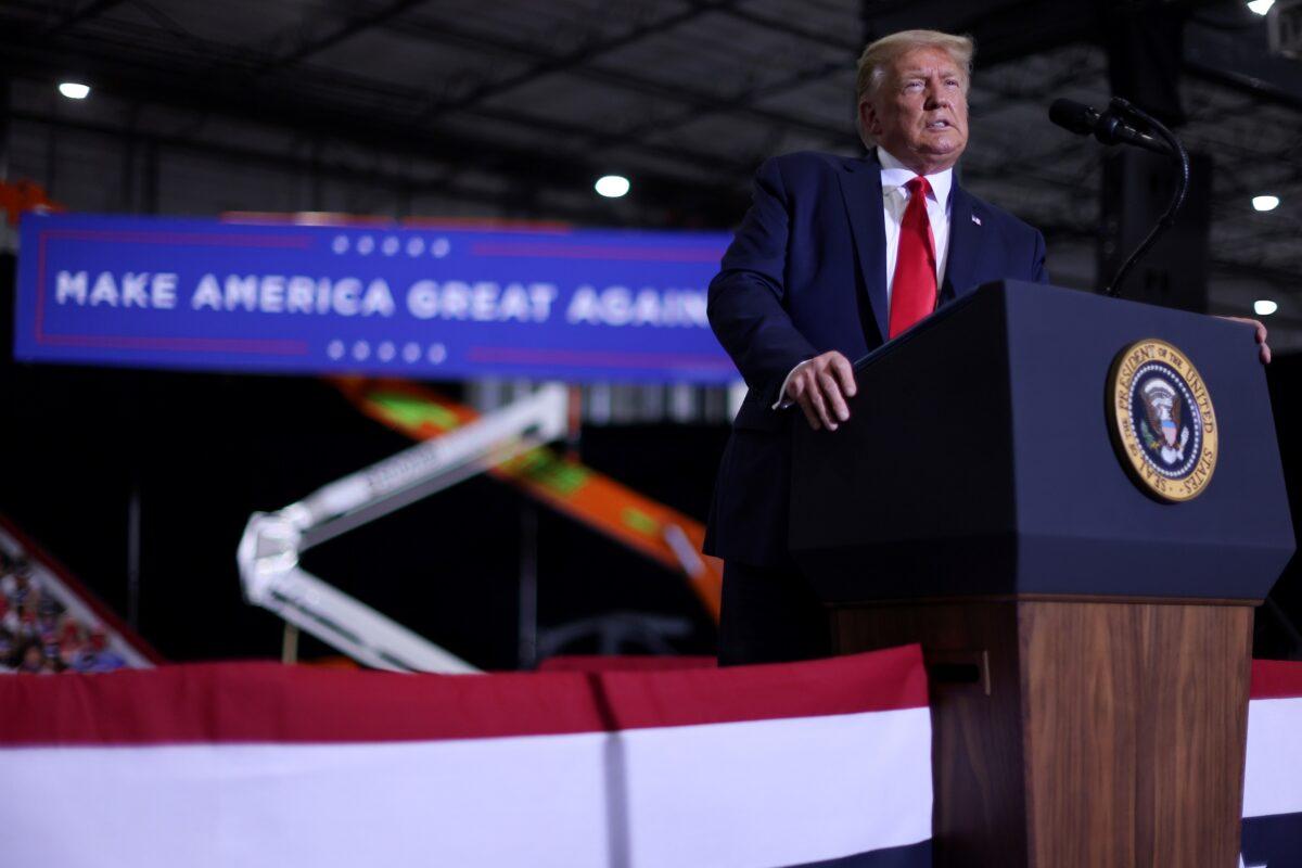 President Donald Trump rallies with supporters at a campaign event in Henderson, Nev., Sept. 13, 2020. (Jonathan Ernst/Reuters)