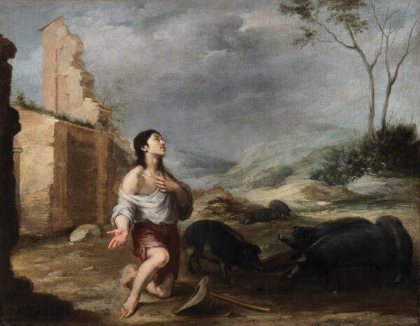 "The Prodigal Son Feeding Swine," 1660s, by Bartolomé Esteban Murillo. Oil on canvas; 41 1/8 inches by 53 inches. Presented by Sir Alfred and Lady Beit, 1987; Beit Collection. (National Gallery of Ireland)