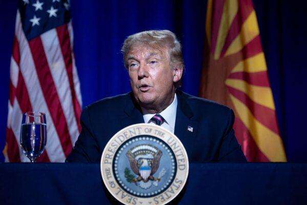 President Donald Trump speaks during a roundtable with Latino supporters at the Arizona Grand Resort and Spa in Phoenix, Arizona, on Sept. 14, 2020. (Brendan Smialowski/AFP via Getty Images)