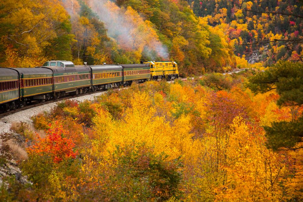 A train to rugged Crawford Notch, N.H. (Bob Pool/Shutterstock)