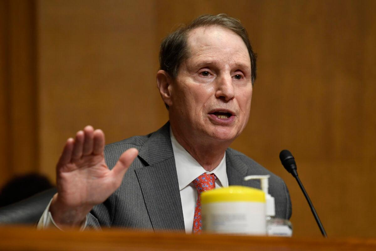 Sen. Ron Wyden (D-Ore.) speaks during a hearing in Washington, June 30, 2020. (Susan Walsh/Pool/Getty Images)