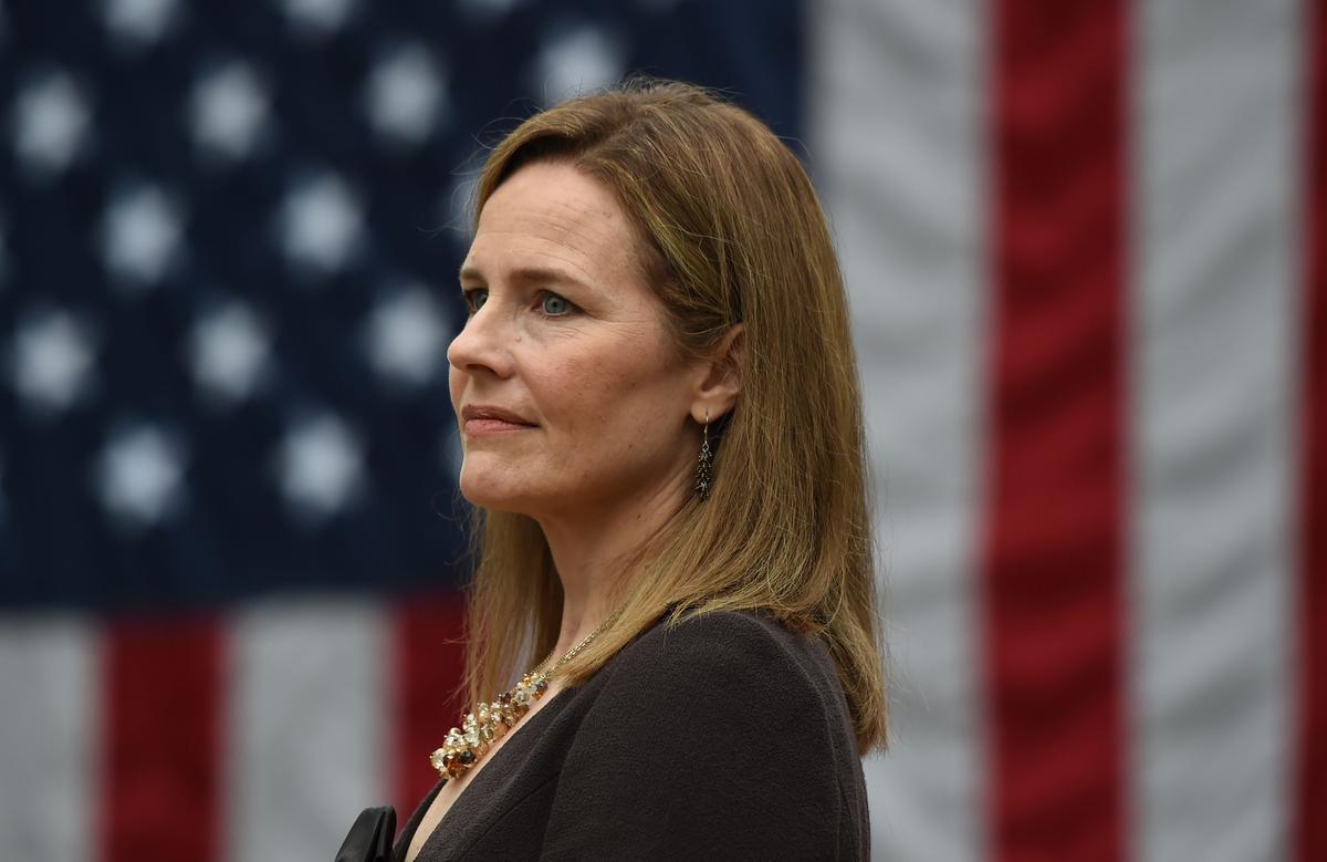 Judge Amy Coney Barrett listens during her nomination to the Supreme Court, in Washington on Sept. 26, 2020. (Olivier Douliery/AFP via Getty Images)