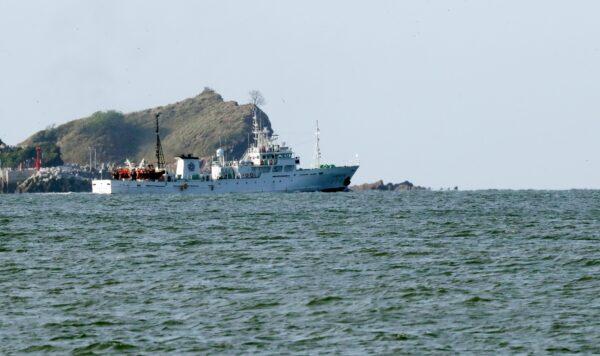South Korea's government ship for a fishery guidance is seen near Yeonpyeong island, South Korea, on Sept. 26, 2020.(Choi Jin-suk/Newsis via AP)