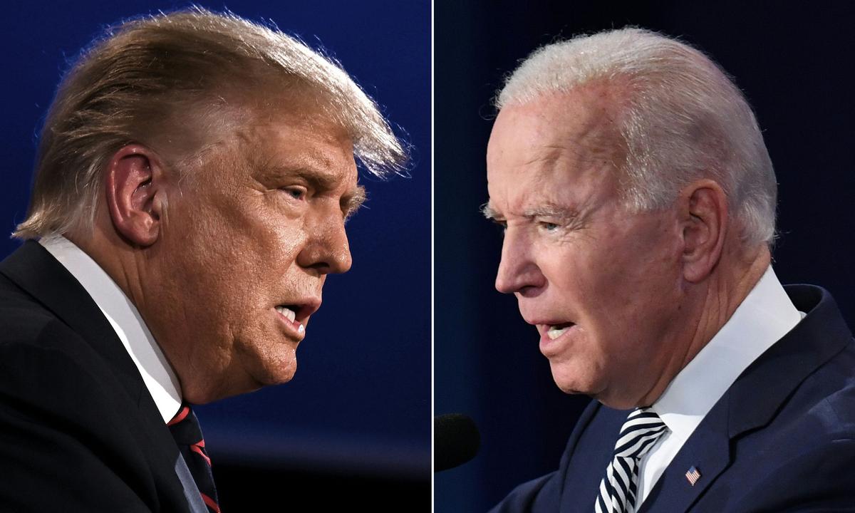 President Donald Trump and Democratic presidential nominee Joe Biden square off during the first presidential debate at the Case Western Reserve University and Cleveland Clinic in Cleveland, Ohio, on Sept. 29, 2020. (Jim Watson, Saul Loeb/AFP via Getty Images)