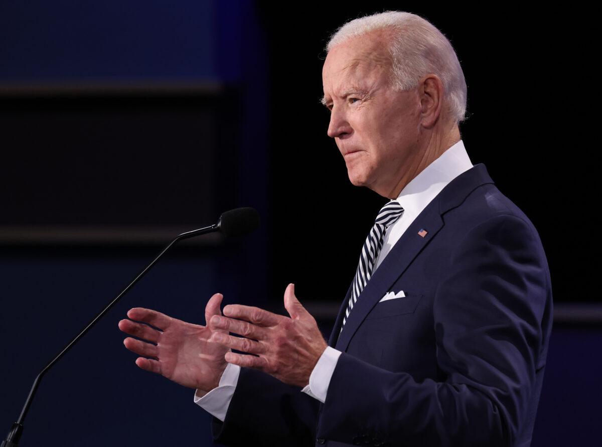 Democratic presidential nominee Joe Biden speaks during the first presidential debate at Case Western Reserve University and Cleveland Clinic in Cleveland, Ohio, on Sept. 29, 2020. (Win McNamee/ Getty Images)