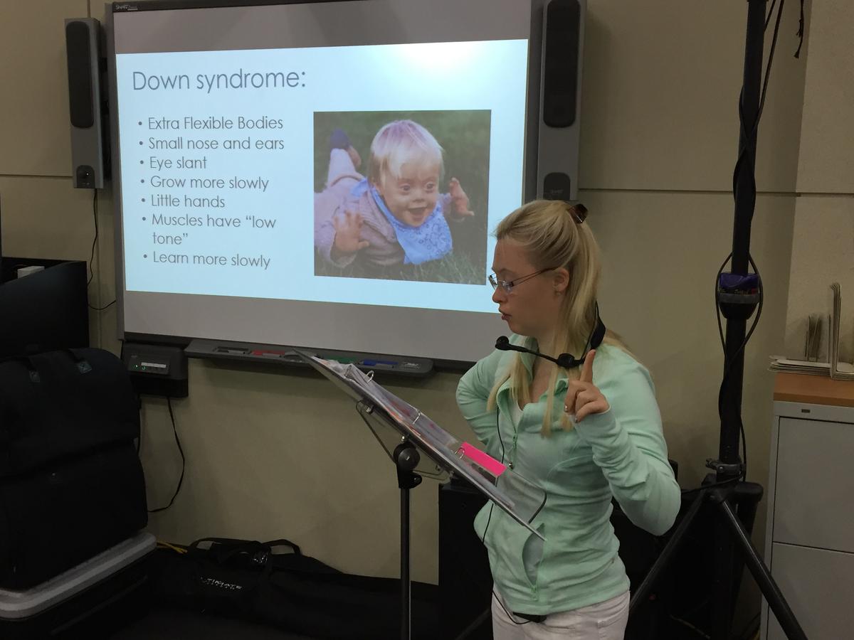 Grace Strobel leading a Grace Effect presentation. (Courtesy ofLinda Strobel)