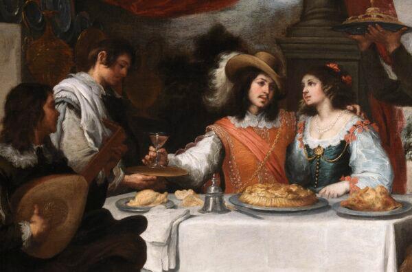The son enjoying wine, women, and song, in a detail from "The Prodigal Son Feasting." (National Gallery of Ireland)