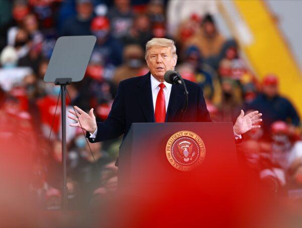 President Donald Trump speaks during a campaign rally in Muskegon, Mich., on Oct. 17, 2020. (Rey Del Rio/Getty Images)