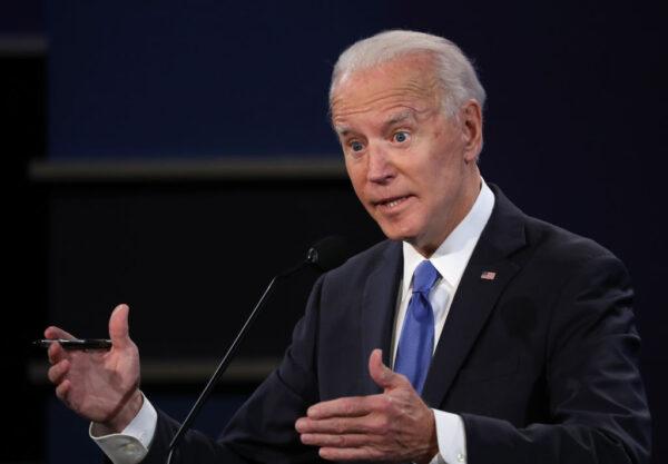 Democratic presidential nominee Joe Biden participates in the final presidential debate against U.S. President Donald Trump at Belmont University on Oct. 2020 in Nashville, Tennessee. (Chip Somodevilla/Getty Images)