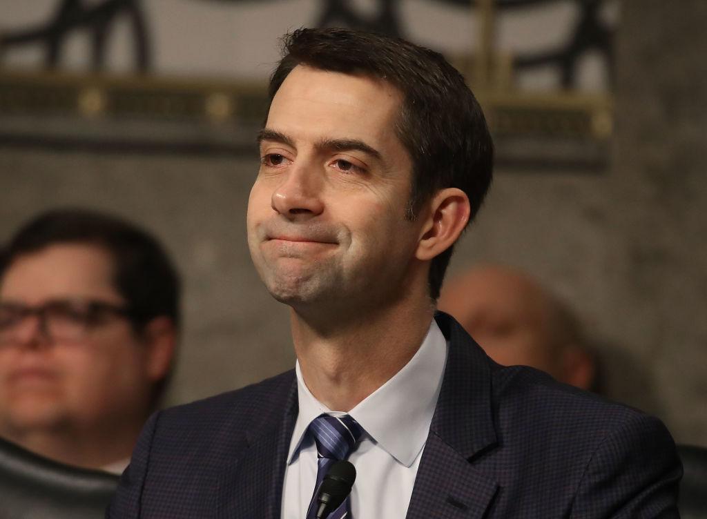 Sen. Tom Cotton (R-Ark.) participates in a Senate Armed Services Committee hearing on Capitol Hill, in Washington, on Jan. 25, 2018. (Mark Wilson/Getty Images)
