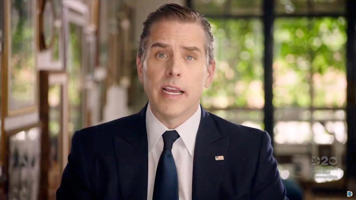 In this screenshot from the Democratic National Convention Committee's livestream of the 2020 Democratic National Convention, Hunter Biden, son of then-presidential nominee Joe Biden, addresses the virtual convention on Aug. 20, 2020. (Handout/DNCC via Getty Images)
