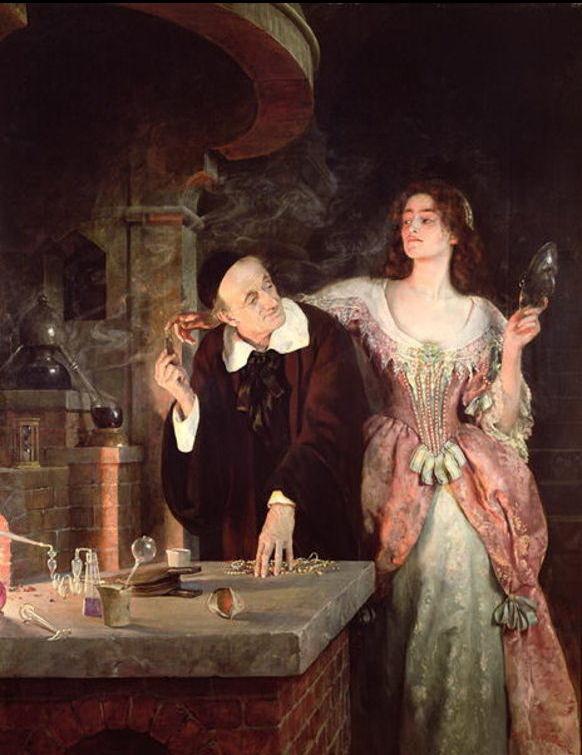 “The Laboratory,” 1895, by John Maler Collier. The Athenaeum. (PD-US)