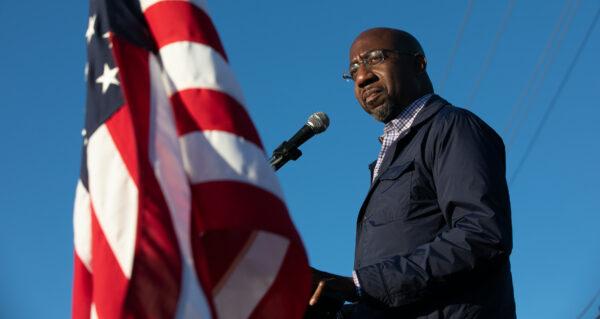 Democratic Senate candidate Raphael Warnock of Georgia speaks to supporters during a rally in Marietta, Ga. on Nov. 15, 2020. (Jessica McGowan/Getty Images)