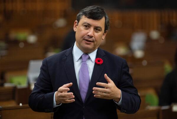 Conservative MP Michael Chong rises during Question Period in the House of Commons in Ottawa on Oct. 30, 2020. (THE CANADIAN PRESS/Adrian Wyld)