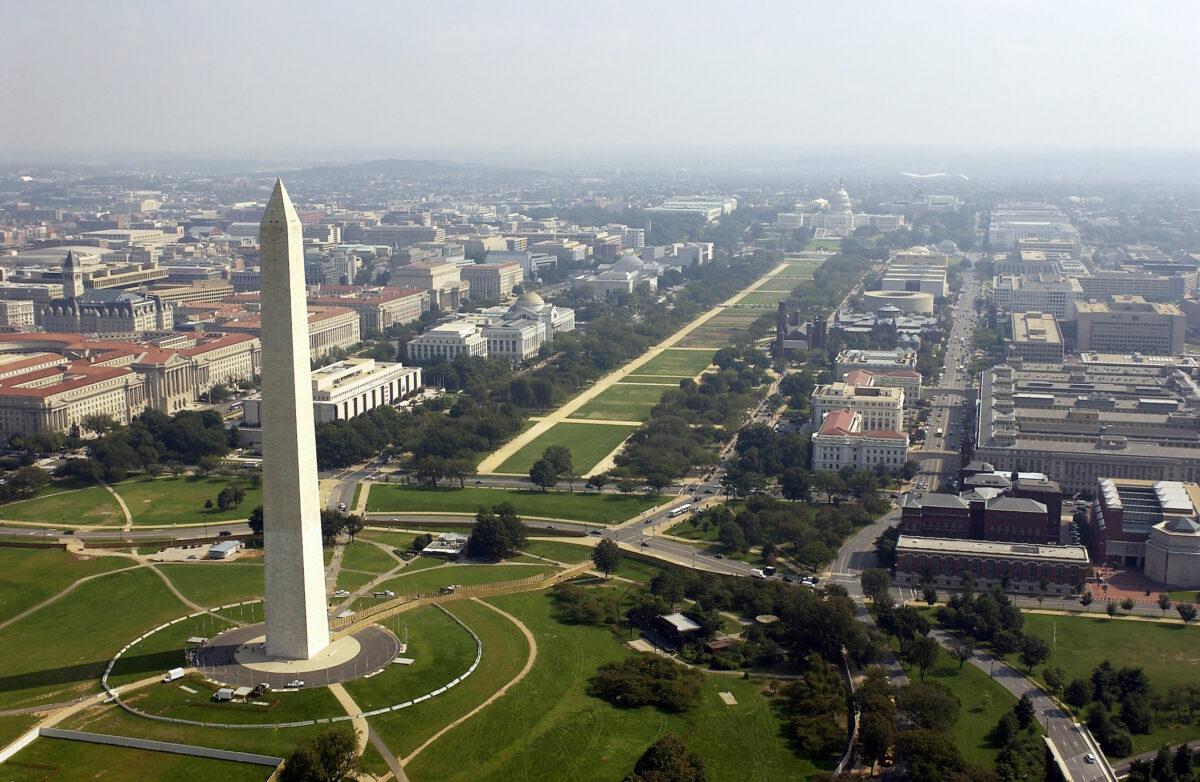 Aerial photo of the Washington Memorial with the Capitol in the background in Washington D.C. in this file photo. (Andy Dunaway/USAF via Getty Images)