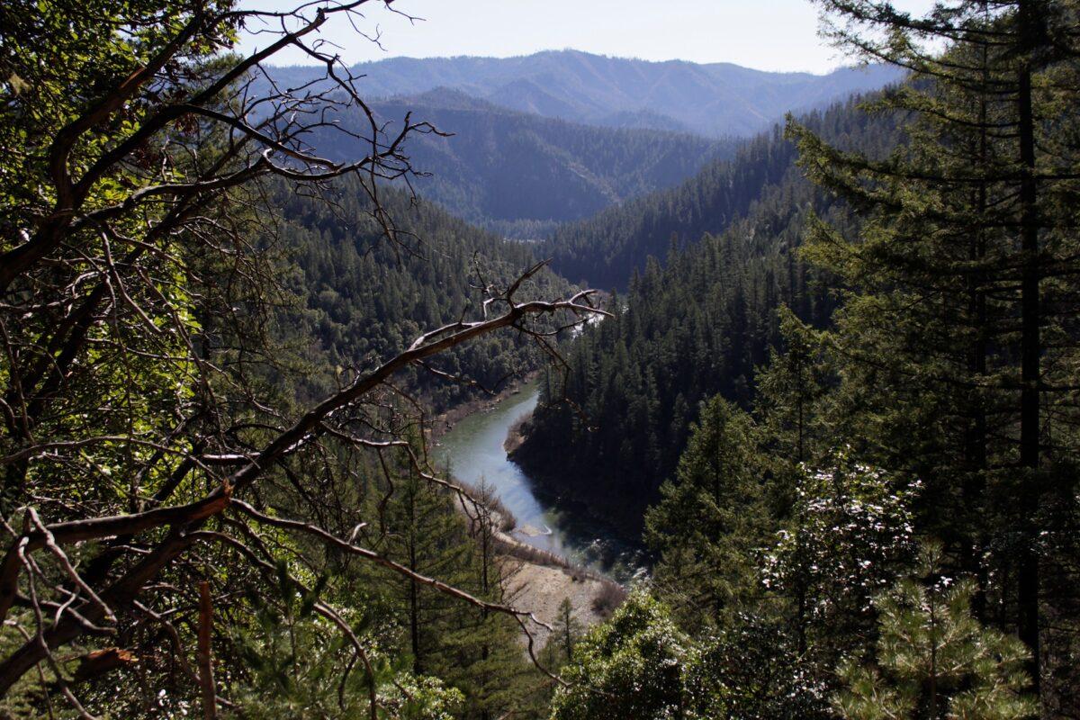The Klamath River is seen flowing across northern California from atop Cade Mountain in the Klamath National Forest, on March 3, 2020. (Gillian Flaccus/ File/AP Photo)