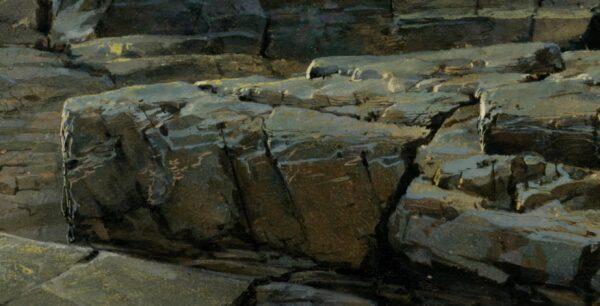 Detail of the rocks in the foreground of “A Rocky Coast.” (Public Domain)