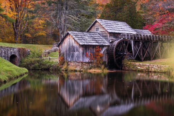 Autumn colors at Mabry Mill along the Blue Ridge Parkway in Virginia. (anthony heflin/Shutterstock)
