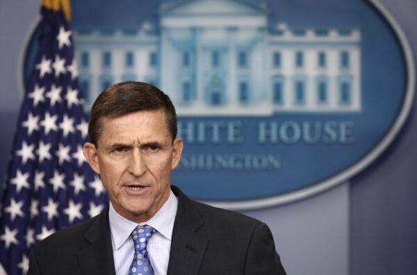 National security adviser Michael Flynn answers questions in the briefing room of the White House on Feb. 1, 2017. (Win McNamee/Getty Images)