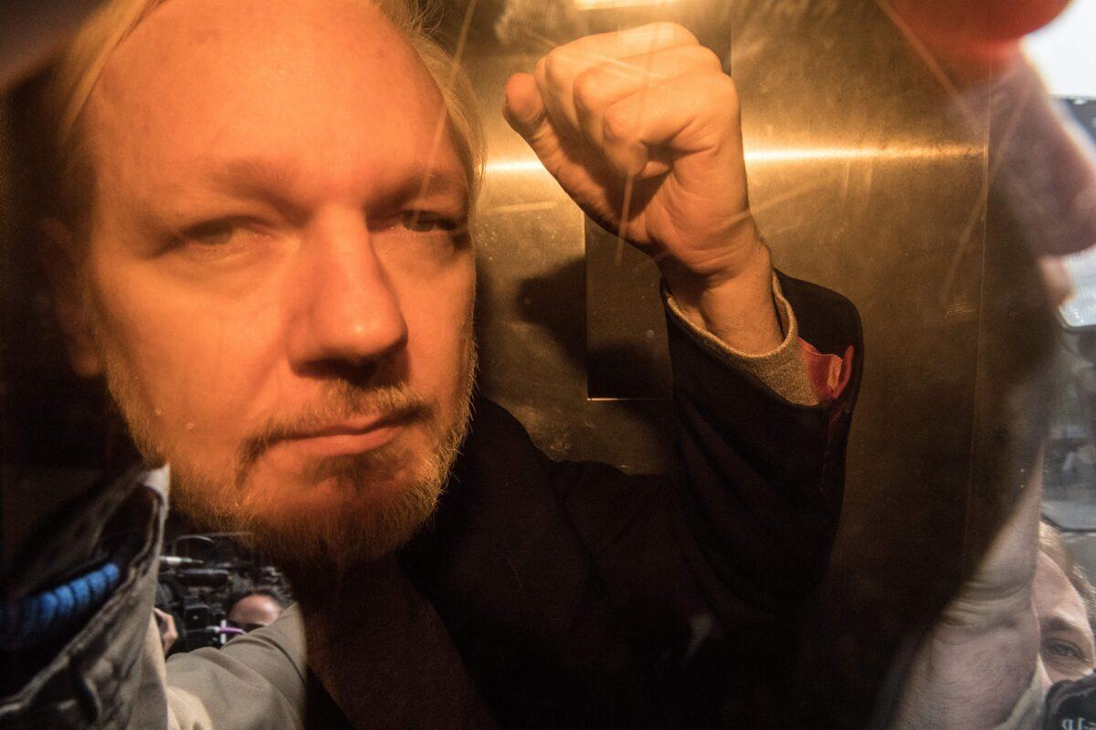 WikiLeaks founder Julian Assange arrives at court in London on May 1, 2019. (Daniel Leal-Olivas/AFP via Getty Images)