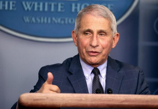 Dr. Anthony Fauci, director of the National Institute of Allergy and Infectious Diseases, speaks during a White House Coronavirus Task Force press briefing in the James Brady Press Briefing Room at the White House in Washington on Nov. 19, 2020. (Tasos Katopodis/Getty Images)