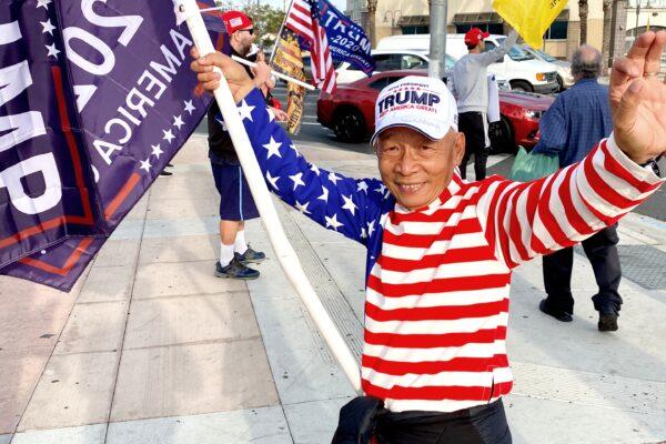 Tony Bui, who emigrated from Vietnam to the United States, attends a "Stop the Steal" rally in Santa Ana, Calif., on Dec. 6, 2020. (Jack Bradley/The Epoch Times)