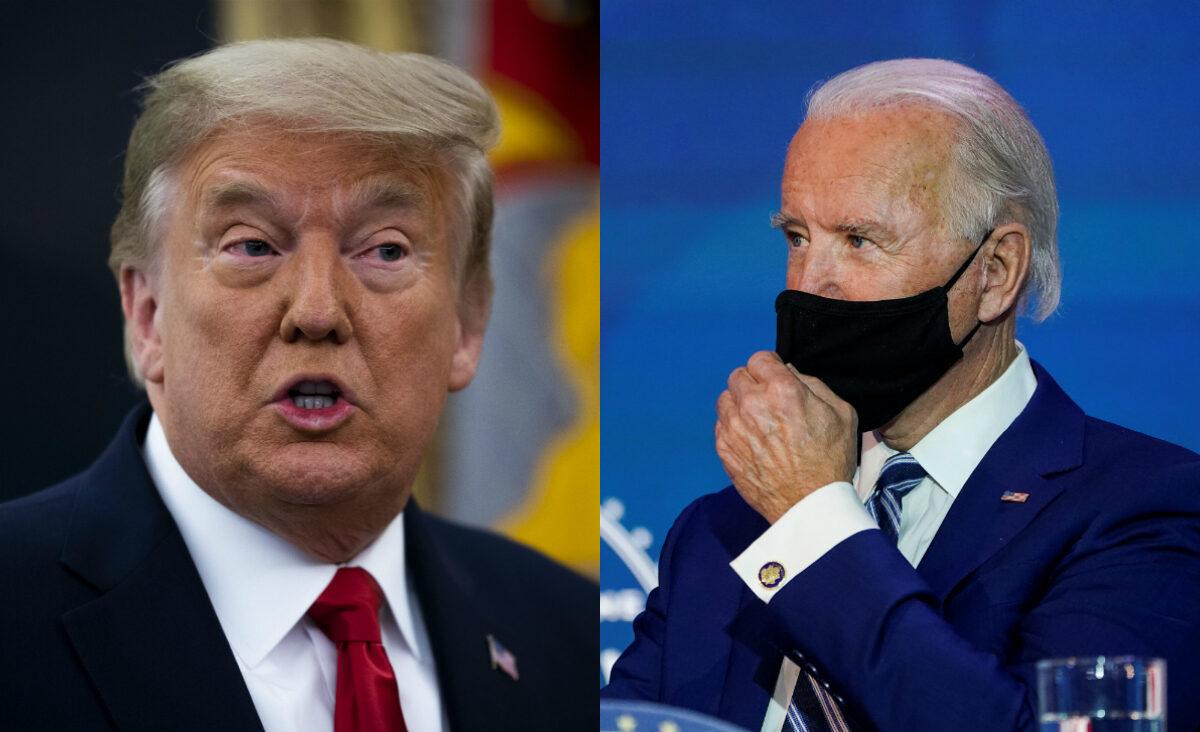 President Donald Trump, left, and Democratic presidential nominee Joe Biden in file photographs. (Getty Images)
