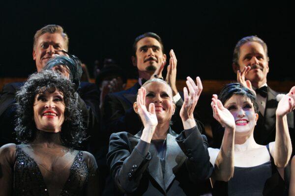 Dancer Chita Rivera, choreographer Ann Reinking, and actress Bebe Neuwirth appear onstage during the curtain call for the 10th Anniversary of Broadway's "Chicago" in New York City, on Nov. 14, 2006. (Bryan Bedder/Getty Images)