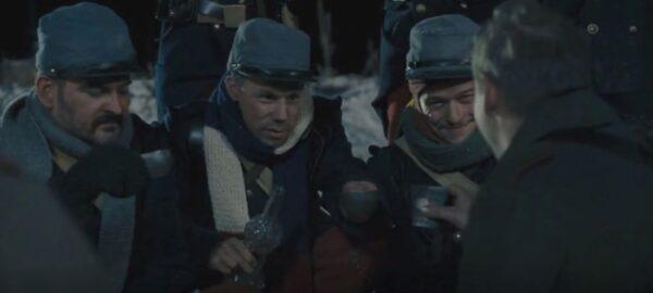 Soldiers share food and drink in “Joyeux Noël.” (Sony Pictures Classics)