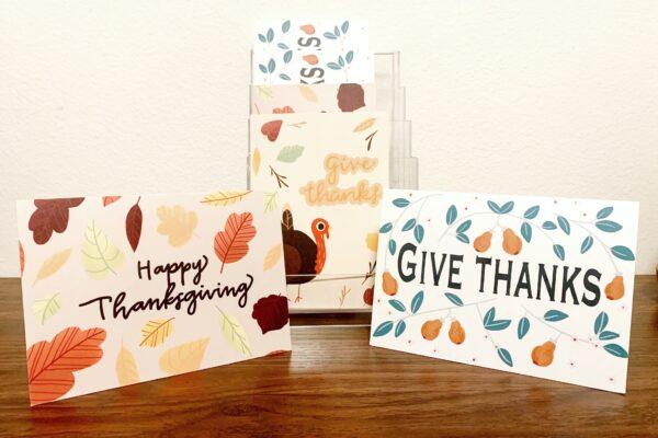 Handmade Thanksgiving cards distributed by siblings Karis and Kyler Choi in Torrance, Calif. (Courtesy of Karis and Kyler Choi)