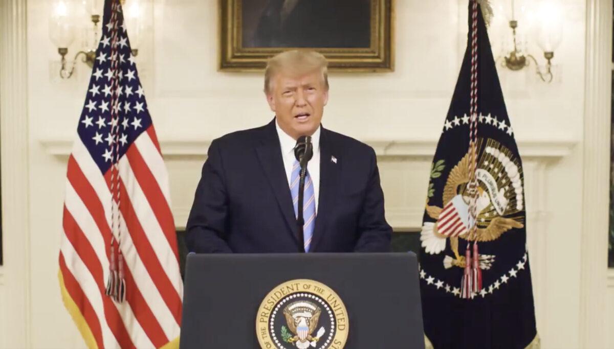 A screenshot of a video released by President Donald Trump on his Twitter account on Jan. 7, 2020. (Screenshot/Twitter)