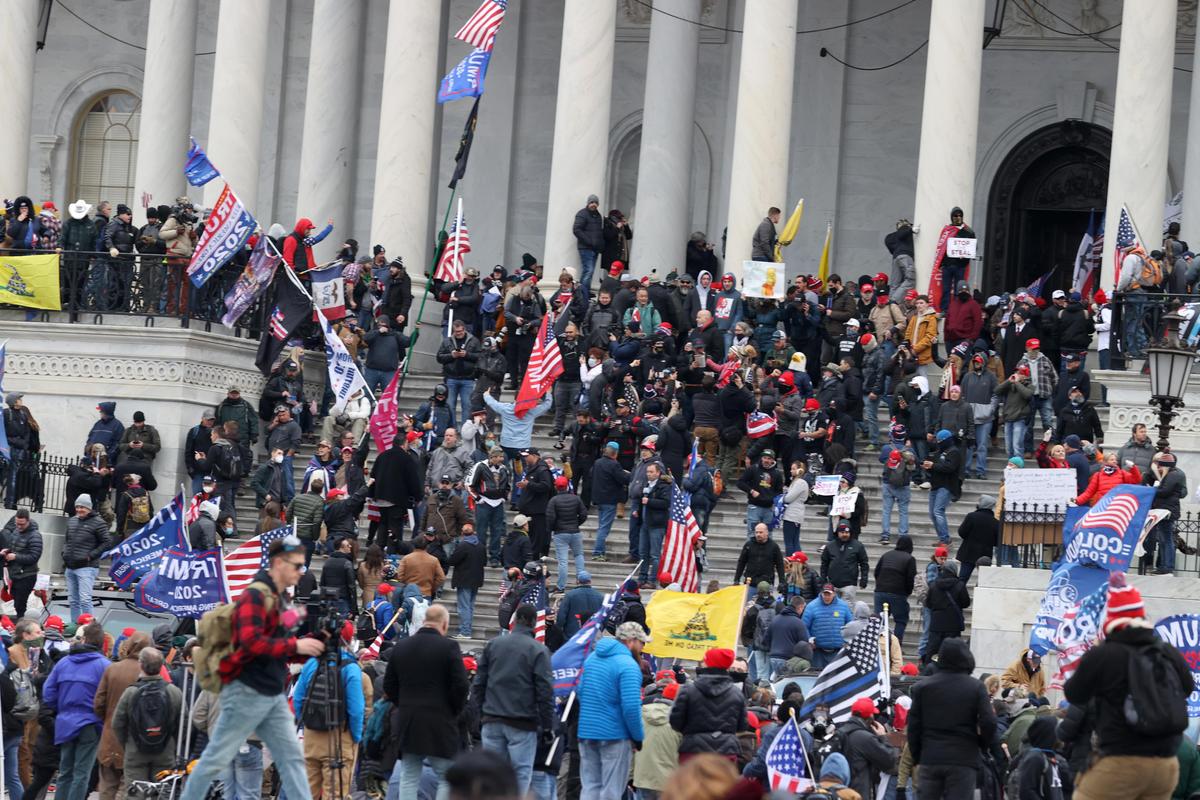 Protesters gather at the east entrance to the Capitol building in the District of Columbia on Jan. 6, 2021. (Tasos Katopodis/Getty Images)