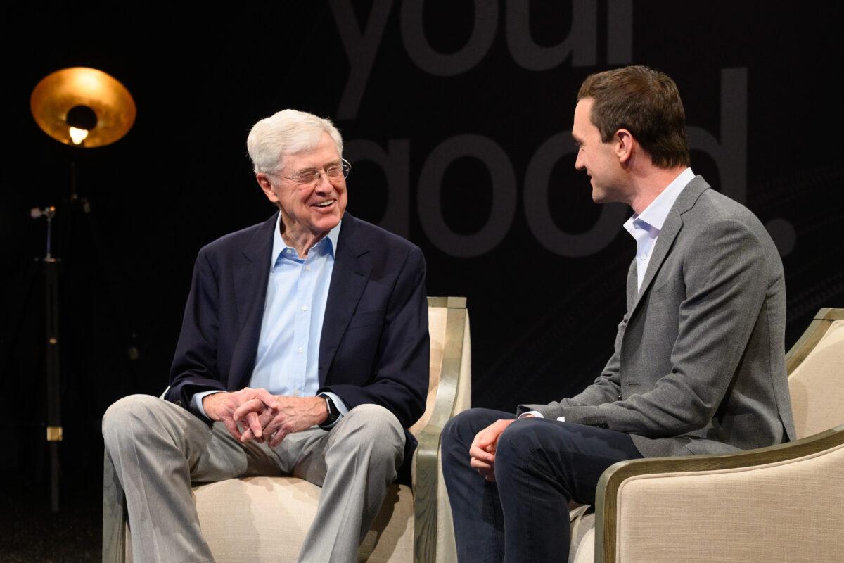 Founder of Stand Together Charles Koch and CEO and Chairman of Stand Together Brian Hooks prepare for the Stand Together Summit in Colorado Springs, Colo., on June 29, 2019. (Daniel Boczarski/Getty Images for Stand Together)