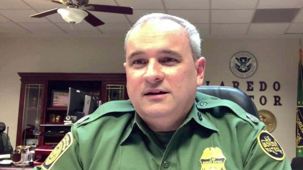Matthew J. Hudak, Chief Patrol Agent of Laredo Sector of the U.S. Customs and Border Protection during the video interview on Jan. 21, 2021. (Terri Wu/The Epoch Times)