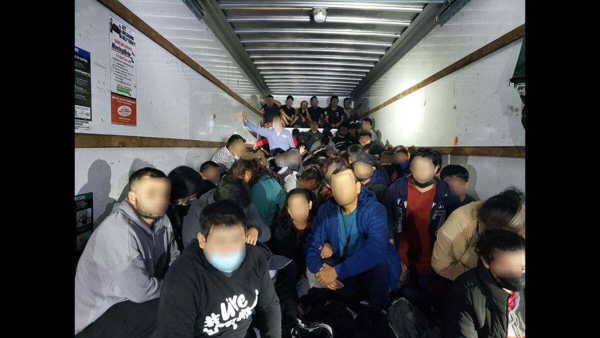 On Jan. 14, 2021, U.S. Border Patrol agents from Laredo Sector stopped a human smuggling attempt involving a U-Haul rental box truck in south Laredo and arrested 114 illegal migrants. (Courtesy of CBP)
