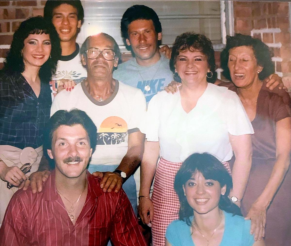 Joseph Sedacca and his family in a photo taken in the mid-80s in Queens, NY: (Top Row, Left to Right) Janice Clough, Joseph's son David, Joseph Sedacca, his son Albert, Janice's mother Ida (Sarah's younger sister), and Joseph's wife Sarah; (Bottom Left) Janice's husband Ed; (Bottom Right) David's then-wife Yvette. (Courtesy of Janice Clough)