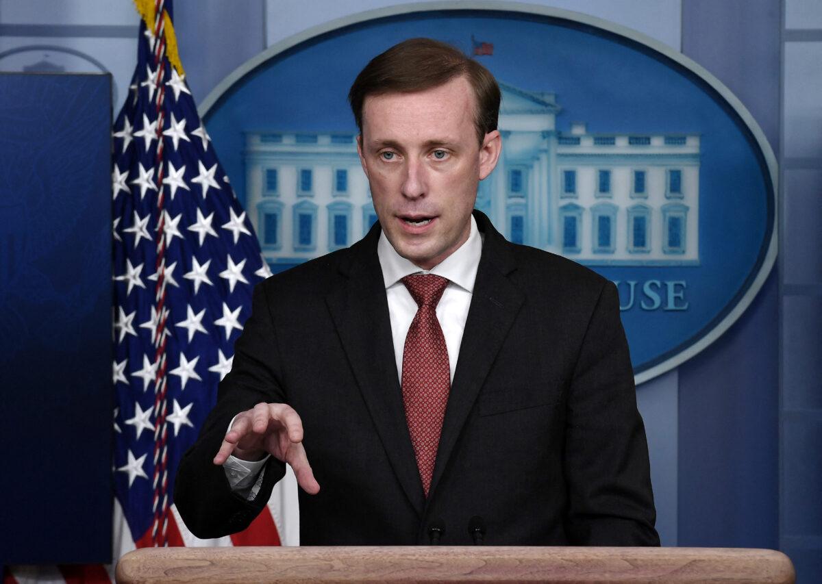 National Security Adviser Jake Sullivan speaks during the daily press briefing at the White House in Washington, on March 12, 2021. (Olivier Douliery/AFP via Getty Images)