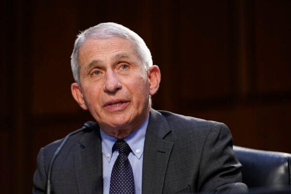Dr. Anthony Fauci, director of the National Institute of Allergy and Infectious Diseases, speaks to members of Congress during a hearing in Washington on March 18, 2021. (Susan Walsh/Pool/Getty Images)