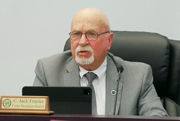Jack Frazier, of the Culpeper County Board of Supervisors in Virginia, speaks at a board meeting on organ harvesting resolution on May 4, 2021. (Sherry Dong/The Epoch Times)