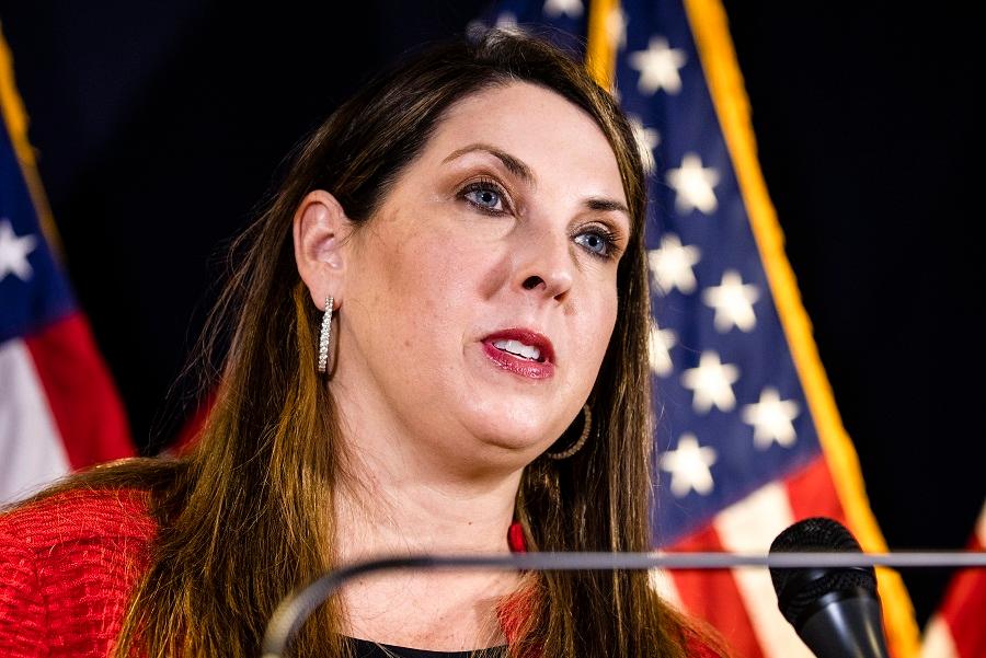 Republican National Committee Chairwoman Ronna McDaniel speaks during a press conference at the Republican National Committee headquarters in Washington on Nov. 9, 2020. (Samuel Corum/Getty Images)