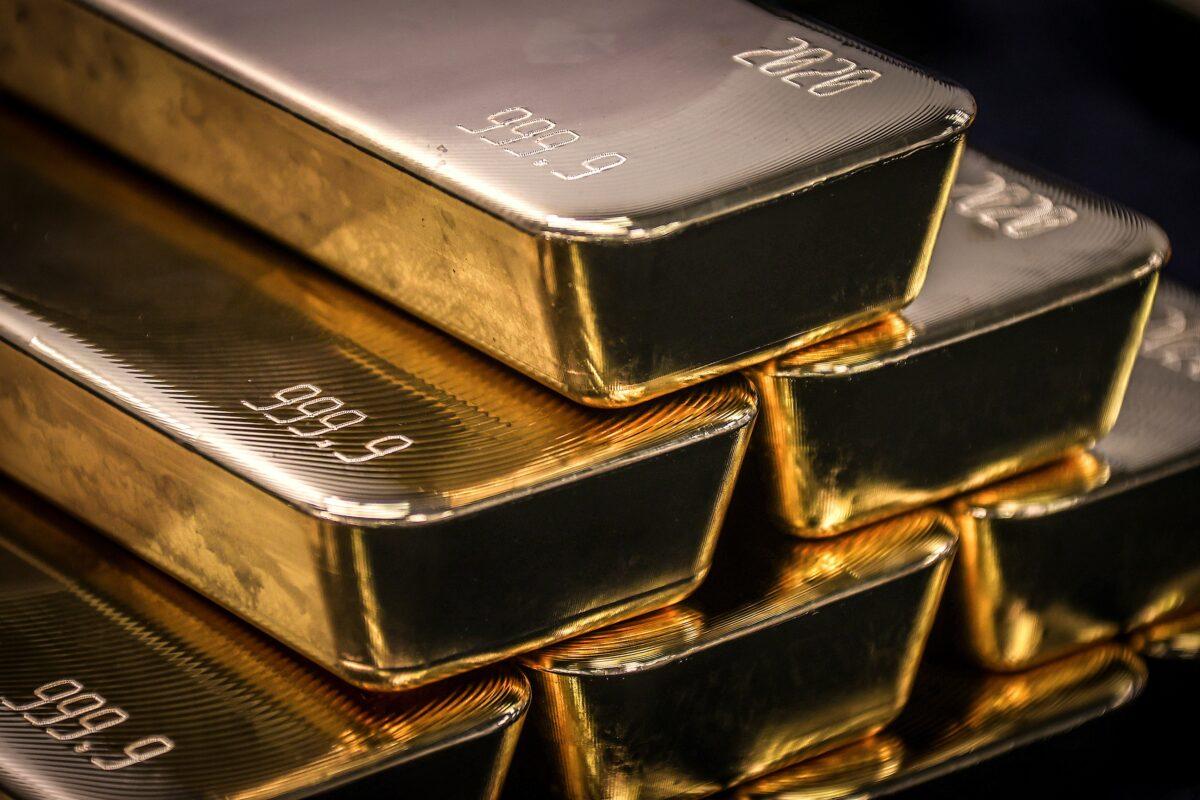 Gold bullion bars are pictured after being inspected and polished at the ABC Refinery in Sydney on Aug. 5, 2020. (David Gray/AFP via Getty Images)