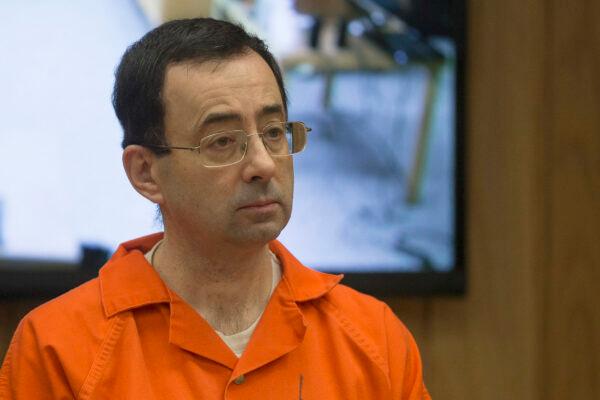 Former Michigan State University and USA Gymnastics doctor Larry Nassar appears in court for his final sentencing phase in Eaton County Circuit Court in Charlotte, Mich., on Feb. 5, 2018. (Rena Laverty/AFP via Getty Images)