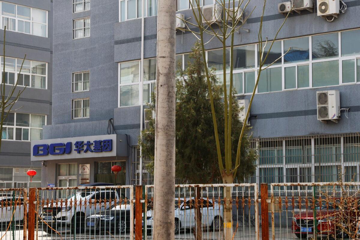 The logo of Chinese gene firm BGI Group is seen at its building in Beijing, China, on March 25, 2021. (Carlos Garcia Rawlins/Reuters)