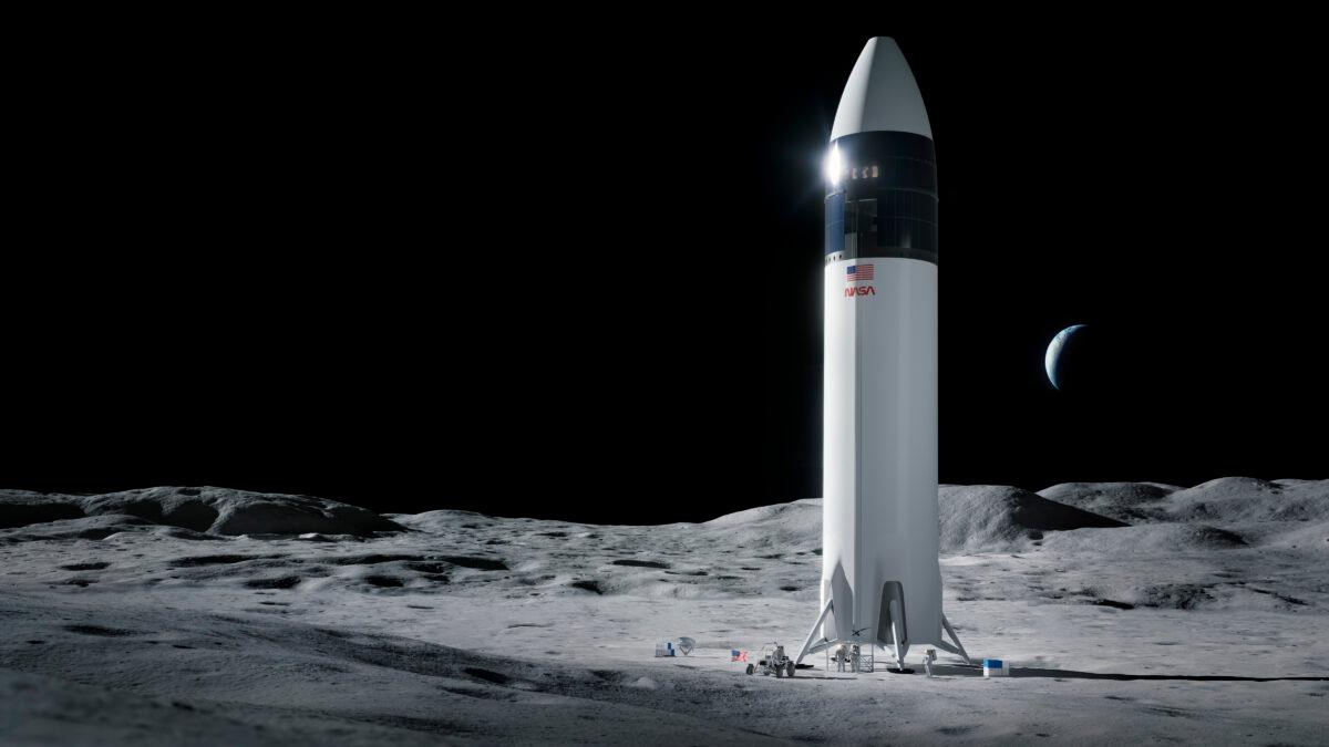 NASA: SpaceX Progress Remains 'Concern' for 2025 Moon Landing | USNN World News An illustration of SpaceX's Starship human lander design that will carry the first NASA astronauts to the surface of the moon under the Artemis program. (SpaceX/NASA via AP)