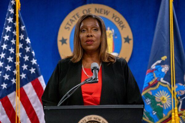 New York Attorney General Letitia James presents the findings of an independent investigation into accusations by multiple women that New York Governor Andrew Cuomo sexually harassed them in New York City on Aug. 3, 2021. (David Dee Delgado/Getty Images)